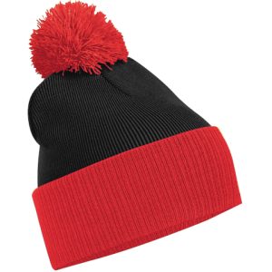 Red & Black Knitted Bobble Hat